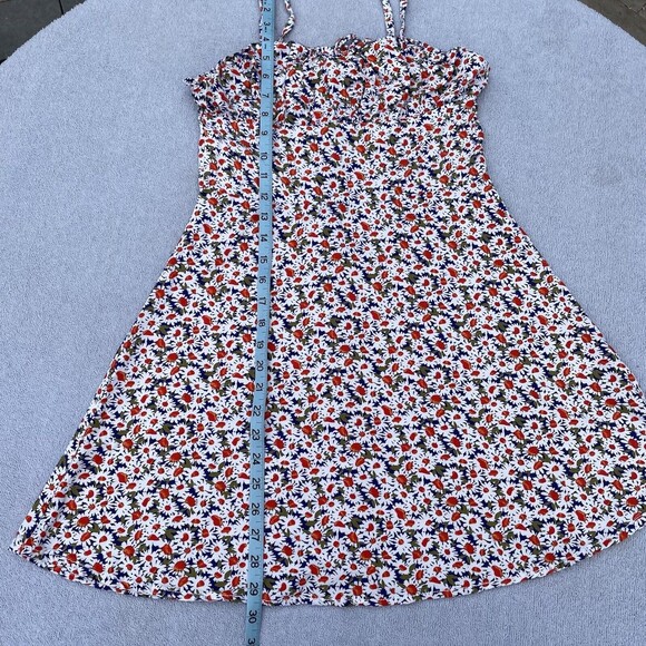 Treasure & Bond Skater Mini Dress Girl’s 14 White Red Floral Spaghetti Strap - Picture 10 of 11